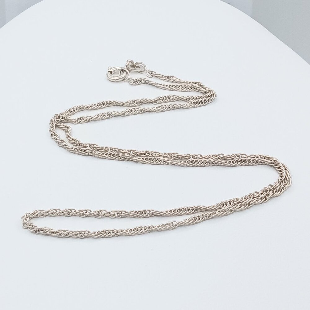 Vintage 925 Sterling Silver Rope Chain 17" Necklace